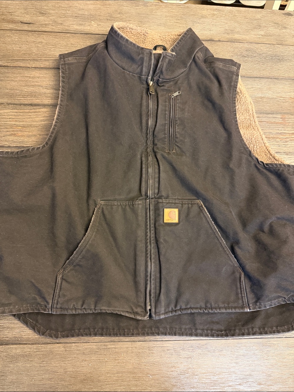 Carhartt V33 Sandstone Mock-Neck Vest Sherpa-Lined Workwear Canvas Men's 3XL